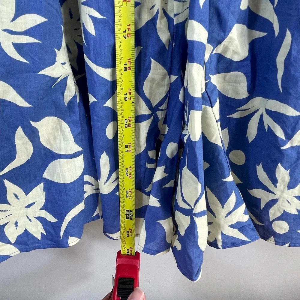 Zara Blue Cream Floral Ruffle Bandeau Off Shoulder Summer Mini Dress Size XXL - Picture 8 of 8